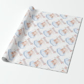 Teddybeer 1e verjaardag inpakpapier (Uitgerold)