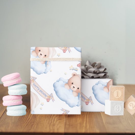 Teddybeer 1e verjaardag inpakpapier