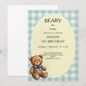 Teddybeer 1e verjaardag kaart (Voorkant / Achterkant)