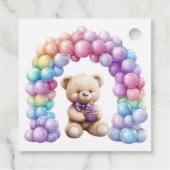 Teddybeer 1e verjaardag kleurrijke ballonnen bedankjes labels (Achterkant)