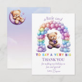 Teddybeer 1e verjaardag kleurrijke ballonnen bedankkaart (Voorkant / Achterkant)