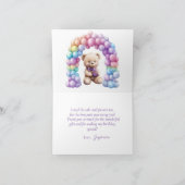 Teddybeer 1e verjaardag kleurrijke ballonnen bedankkaart (Binnen)