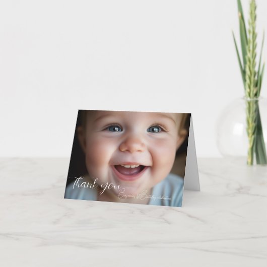 Teddybeer 1e verjaardag kleurrijke ballonnen bedankkaart (Voorkant)