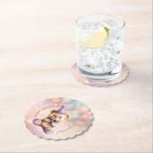 Teddybeer 1e verjaardag kleurrijke ballonnen kartonnen onderzetters (Insitu)