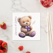 Teddybeer 1e verjaardag kleurrijke ballonnen servet (Insitu)