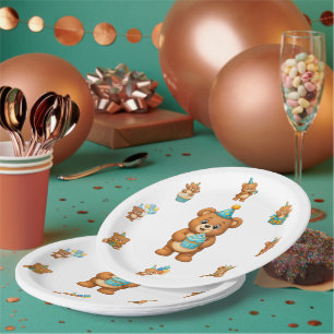 Teddybeer 1e verjaardag papieren borden jongensfee bordje