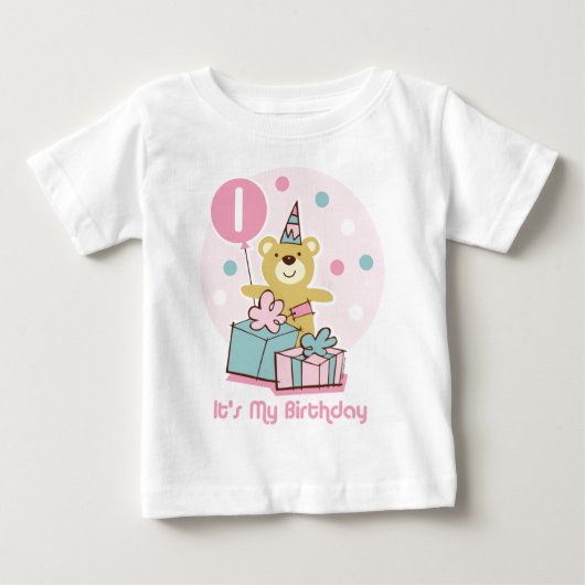 Teddybeer 1e verjaardag T-shirt (Voorkant)