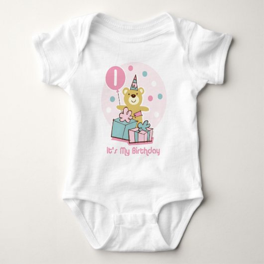 Teddybeer 1e verjaardag T-shirt (Voorkant)