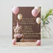 Teddybeer 1e verjaardag uitnodiging voor jongen (Staand voorkant)