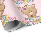 Teddybeer 1e verjaardagsfeestje cadeaupapier (Rol Hoek)