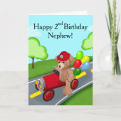 Teddybeer 2e verjaardag brandweerauto kaart (Voorkant)