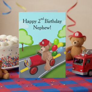 Teddybeer 2e verjaardag brandweerauto kaart