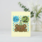 Teddybeer 2e verjaardag Tshirts en geschenken Briefkaart (Staand voorkant)