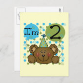 Teddybeer 2e verjaardag Tshirts en geschenken Briefkaart (Voorkant / Achterkant)