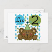 Teddybeer 2e verjaardag Tshirts en geschenken Briefkaart (Voorkant / Achterkant)