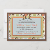 Teddybeer 3D-uitzicht Boog & Knoop Geboorteaankond Aankondiging (Achterkant)