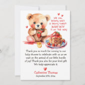 Teddybeer aardbei pannenkoek brunch Baby shower Bedankkaart (Voorkant)