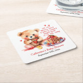Teddybeer aardbei pannenkoek brunch Baby shower Kartonnen Onderzetters (Schuin)