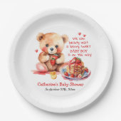 Teddybeer aardbei pannenkoek brunch Baby shower Papieren Bordje (Voorkant)