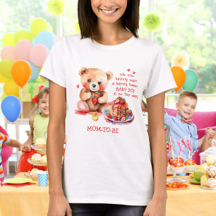 Teddybeer aardbei pannenkoek brunch Mom-to-be T-shirt