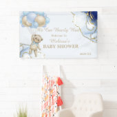Teddybeer Abstract Blauw Gouden Ballon Welkom Spandoek (Insitu)