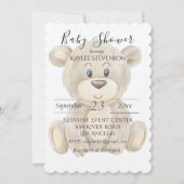 Teddybeer Aquarel Rustieke Baby Shower Kaart (Voorkant)