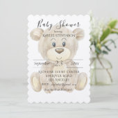 Teddybeer Aquarel Rustieke Baby Shower Kaart (Staand voorkant)