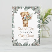 Teddybeer Aquarel Wit de datum Kaart (Staand voorkant)