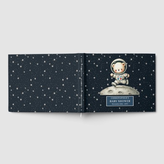 Teddybeer Astronaut Boy Baby shower Gastenboek (Volledig)