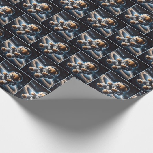 Teddybeer astronaut cadeaupapier (Hoek)
