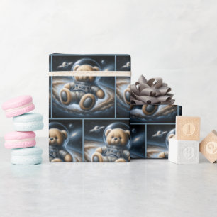 Teddybeer astronaut in de ruimte cadeaupapier