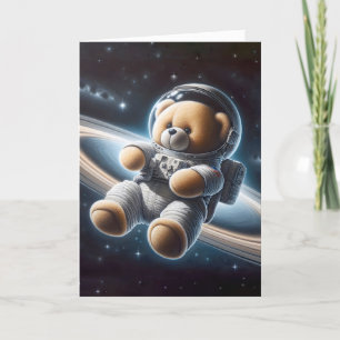 Teddybeer astronaut voor nieuwe baby kaart