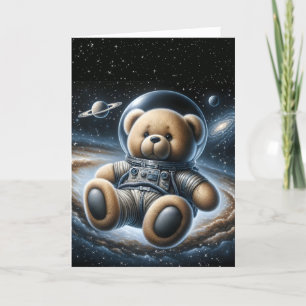 Teddybeer astronaut voor nieuwe baby kaart