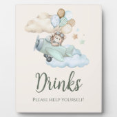 Teddybeer Aviator Drankstation Bord Fotoplaat (Voorkant)