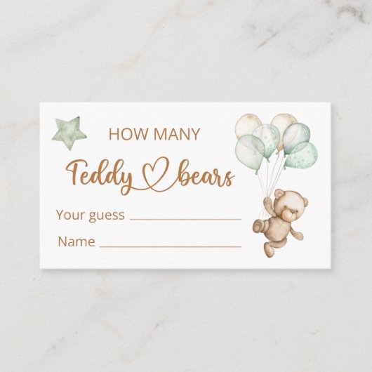 Teddybeer Babbeer Babyshower Bijlagekaart Informatiekaartje (Voorkant)