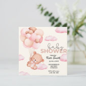 Teddybeer Baby-Baby shower Aankondiging (Staand voorkant)