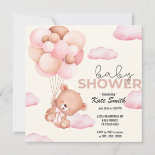 Teddybeer Baby-Baby shower Aankondiging