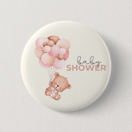 Teddybeer Baby-Baby shower Ronde Button 5,7 Cm (Voorkant)