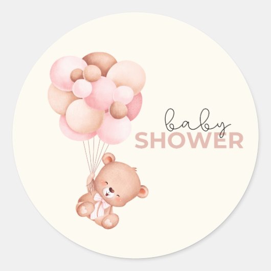 Teddybeer Baby-Baby shower Ronde Sticker (Voorkant)