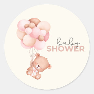 Teddybeer Baby-Baby shower Ronde Sticker