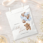 Teddybeer, Baby-Beer, Blauwe ballonnen, Baby showe Bedankzakje (Geknipt)