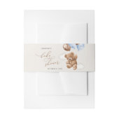 Teddybeer, Baby-Beer, Blauwe ballonnen, Baby showe Uitnodigingen Wikkel (Voorkant Voorbeeld)