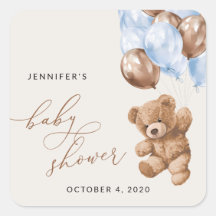 Teddybeer, Baby-Beer, Blauwe ballonnen, Baby showe