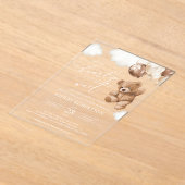 Teddybeer, Baby-Beer, bruine ballonnen, Baby showe Acryl Uitnodigingen (Laagn)