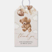Teddybeer, Baby-Beer, bruine ballonnen, Baby showe Cadeaulabel (Voorkant)