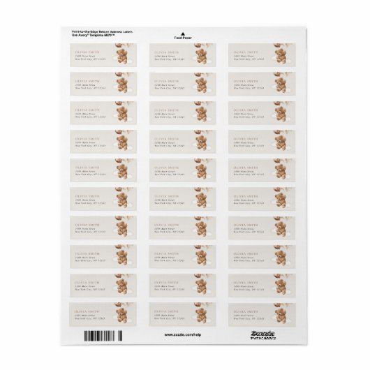 Teddybeer, Baby-Beer, bruine ballonnen, Baby showe Etiket (Full Sheet)