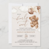 Teddybeer, Baby-Beer, bruine ballonnen, Baby showe Kaart (Voorkant)