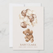 Teddybeer, Baby-Beer, bruine ballonnen, Baby showe Kaart (Achterkant)