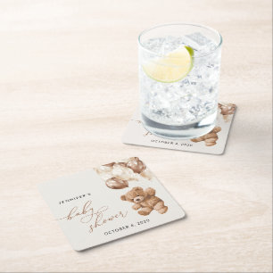 Teddybeer, Baby-Beer, bruine ballonnen, Baby showe Kartonnen Onderzetters