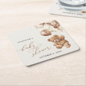 Teddybeer, Baby-Beer, bruine ballonnen, Baby showe Kartonnen Onderzetters (Schuin)